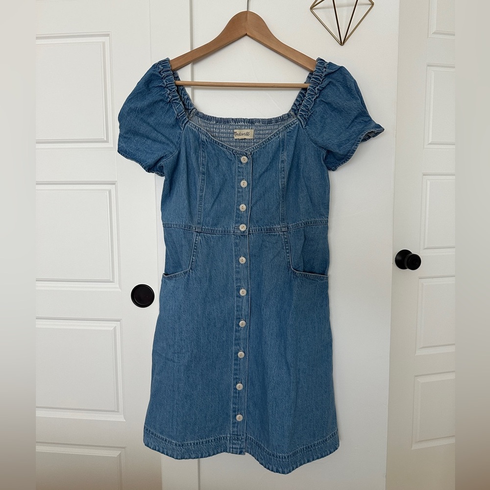 Madewell Denim Puff-Sleeve Mini Dress